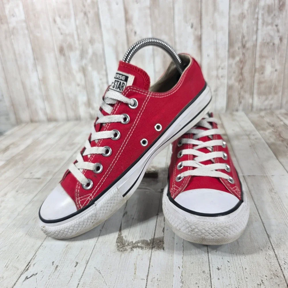 Converse Chuck Taylor All Star Low Top Red Canvas Sneakers M9696 Womens 8 Mens 6 - Picture 7 of 8